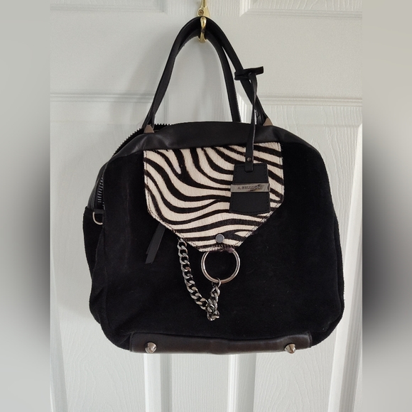 A. Bellucci Womens Leather Bag Zebra Pocket with a Chain - Picture 1 of 3